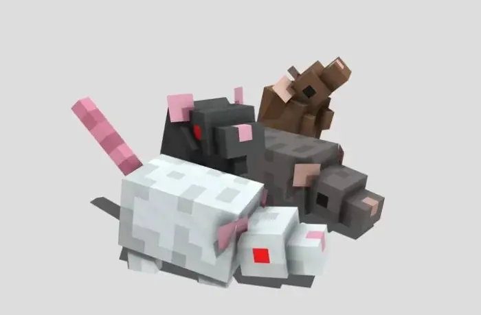 Four pixelated rat textures grouped together