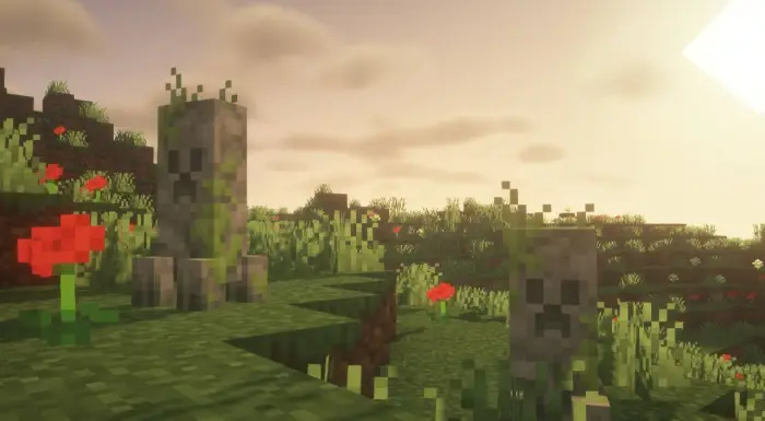Biome-themed creepers in a grassy field