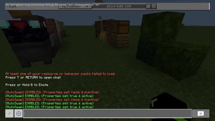 Auto tool swap mod activation messages
