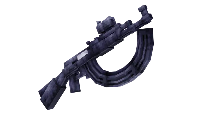 Pixelated 3D rifle with curved magazine