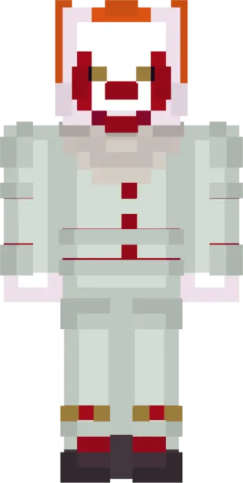 Blocky clown horror skin in cute style