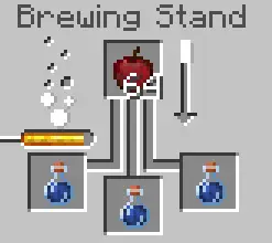 Brewing stand with apple and bottles