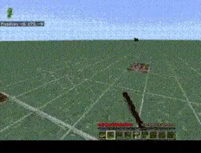 Player uses automated mining tool on flat terrain.