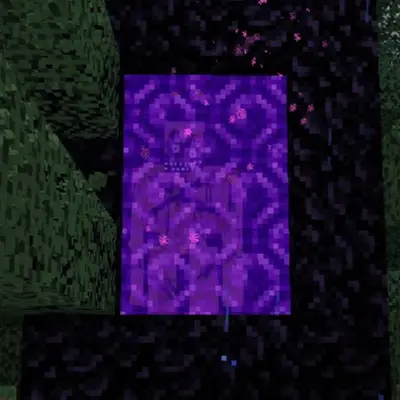 Glowing portal in a dark, eerie forest
