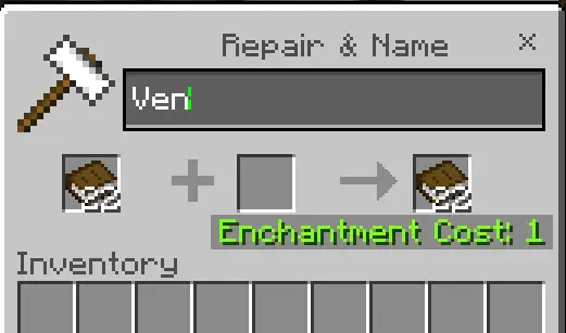 Anvil interface renaming a book to Ven