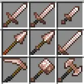 Rose gold tools and weapons grid