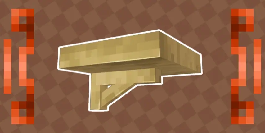 Wooden shelf mod block on checkered background