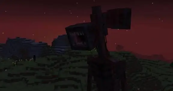 Siren Head towers over a dark, eerie landscape.