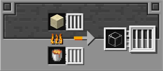 Sand and iron bars smelted into glass.