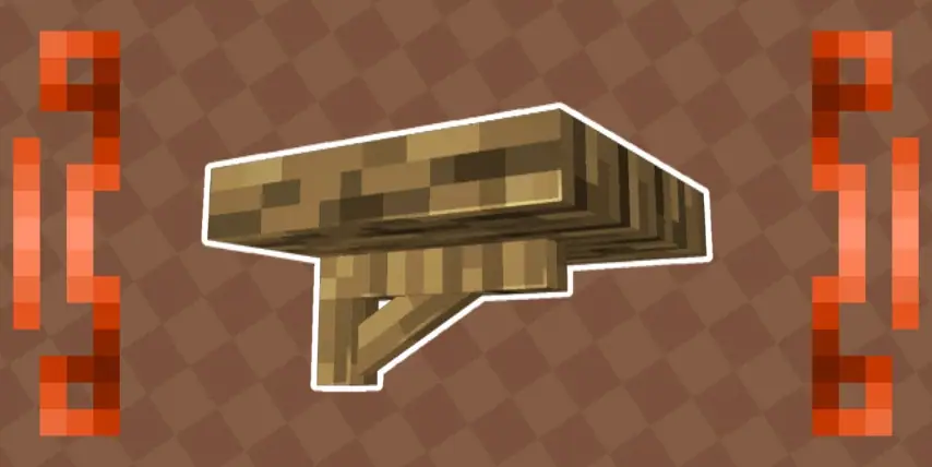 Pixelated wooden wall shelf with bracket