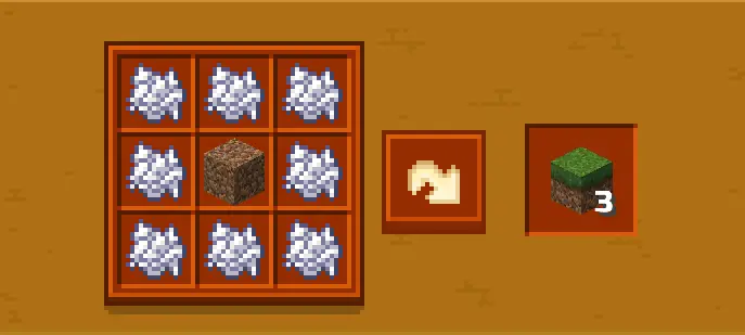 Crafting recipe dirt and bone meal for grass