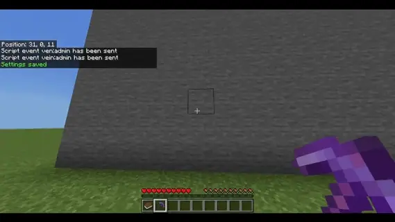 Player holding tool near stone wall, HUD visible