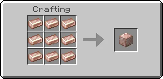 Rose gold ingots crafting a solid block