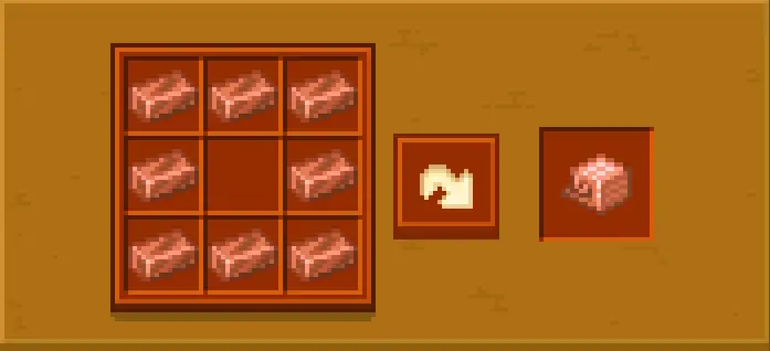 9 copper bars crafting a copper block