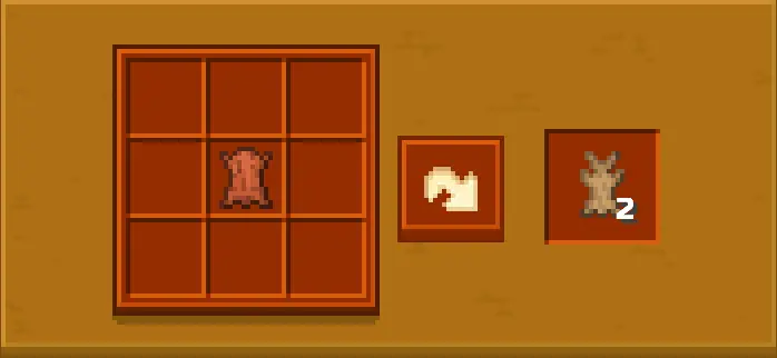 Leather armor crafting recipe display