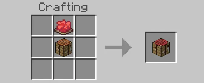 Redstone crafting table recipe shown