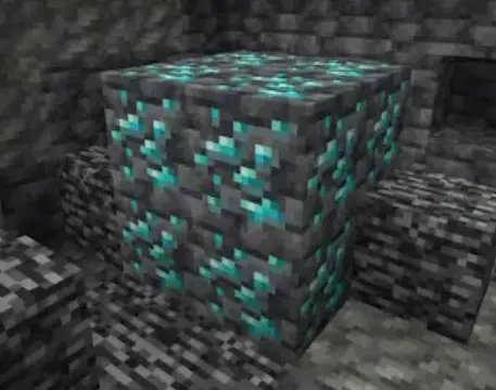 Diamond ore block surrounded by stone underground