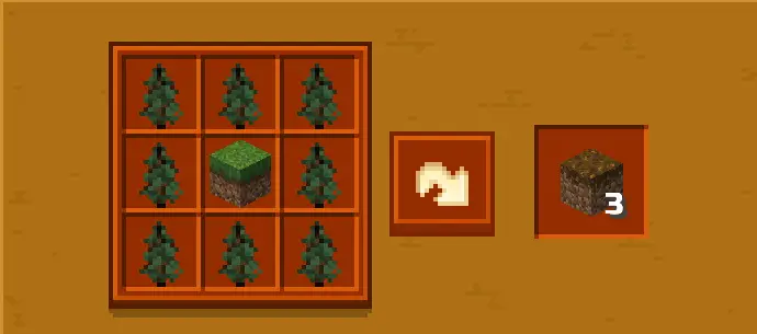 Spruce saplings and grass block craft podzol
