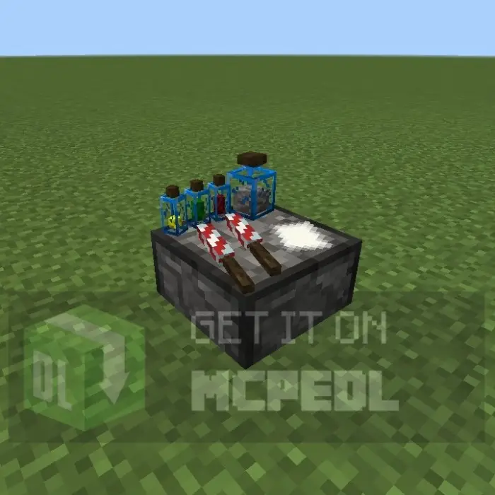 Fireworks crafting items on grass block