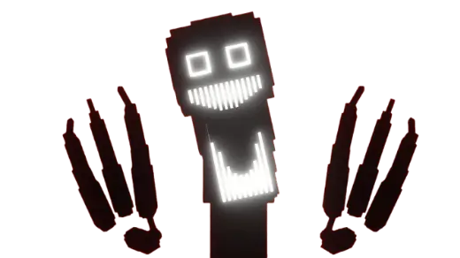 Glowing-eyed, grinning shadowy creature