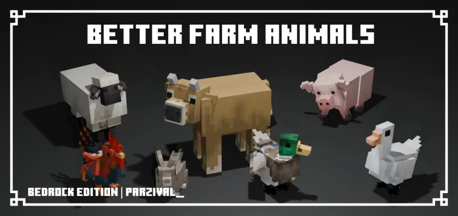 Thumbnail: Better Farm Animals v2.3 | Bedrock Edition | Actions and Stuff Compatible