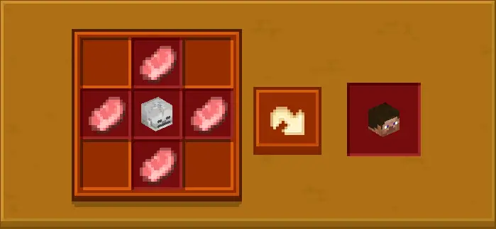 Crafting recipe for player head with meat and skull