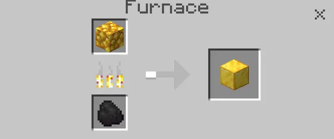 Glowstone smelted into gold block