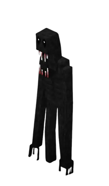 Blocky black creature with sharp teeth