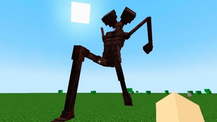 Tall Siren Head monster in grassy terrain