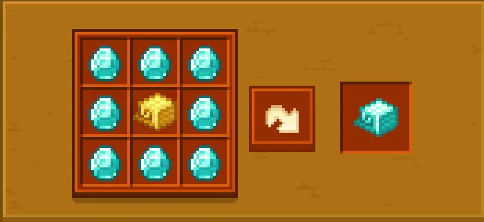 Crafting recipe with diamonds and a totem.