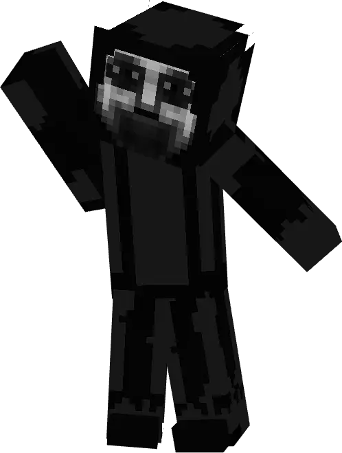 Blocky dark creature with eerie white face