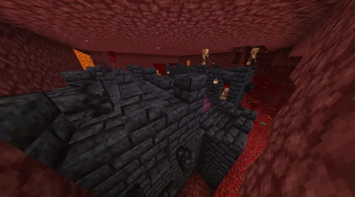 Dark fortress structure in the Nether cave