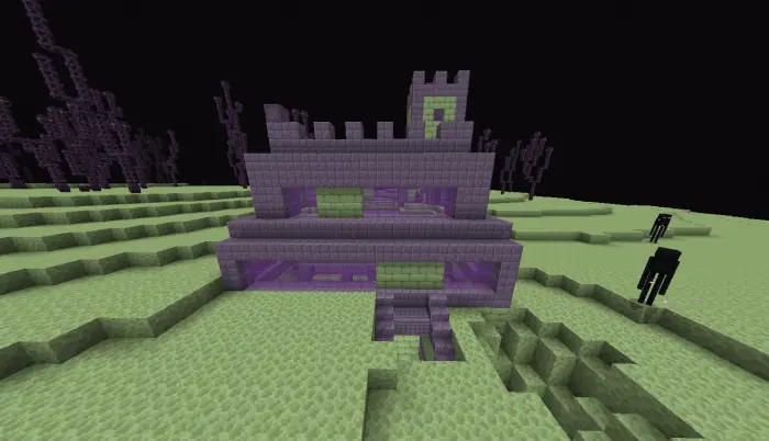 Castle-like fortress built of purpur blocks