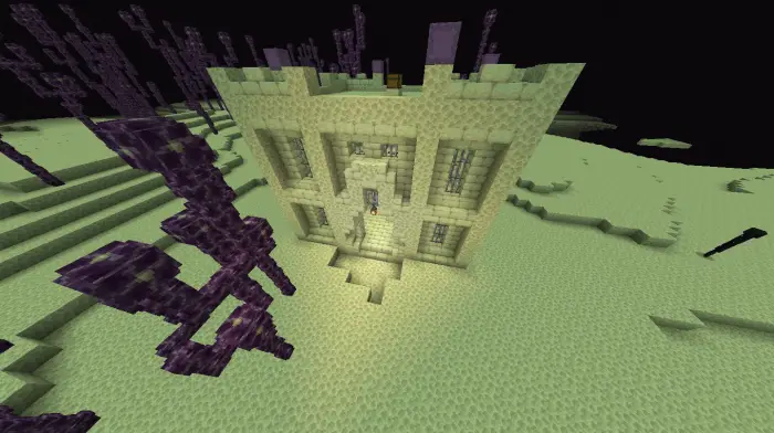 Endstone brick fortress in the End biome
