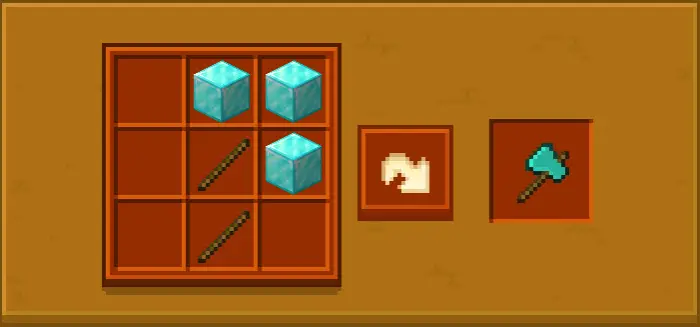 Crafting recipe for a powerful axe tool