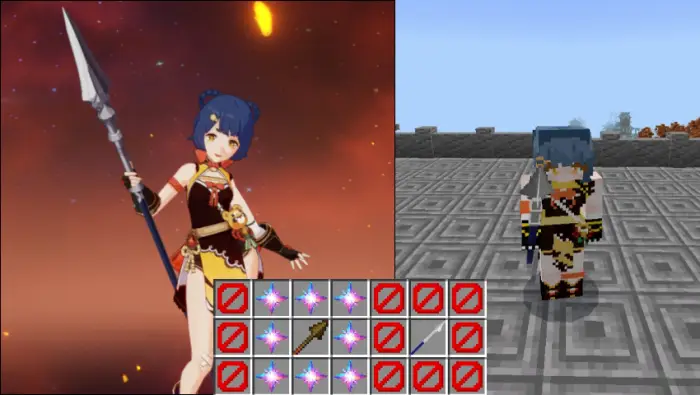 Genshin character and themed items in-game