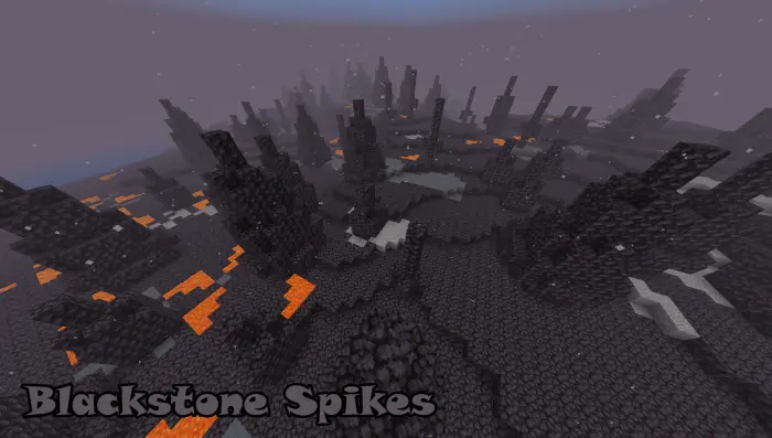 Jagged blackstone terrain with lava flows