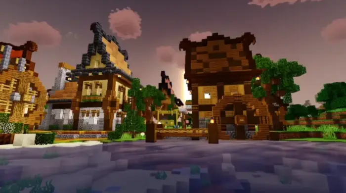 Vibrant village with realistic lighting effects