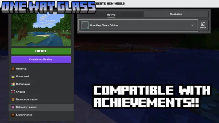 ALT One Way Glass addon enabled in game menu