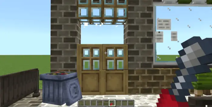 Wooden doors and decorative blocks inside house