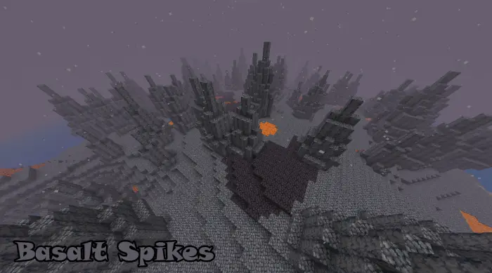 Tall basalt spikes with scattered lava pools