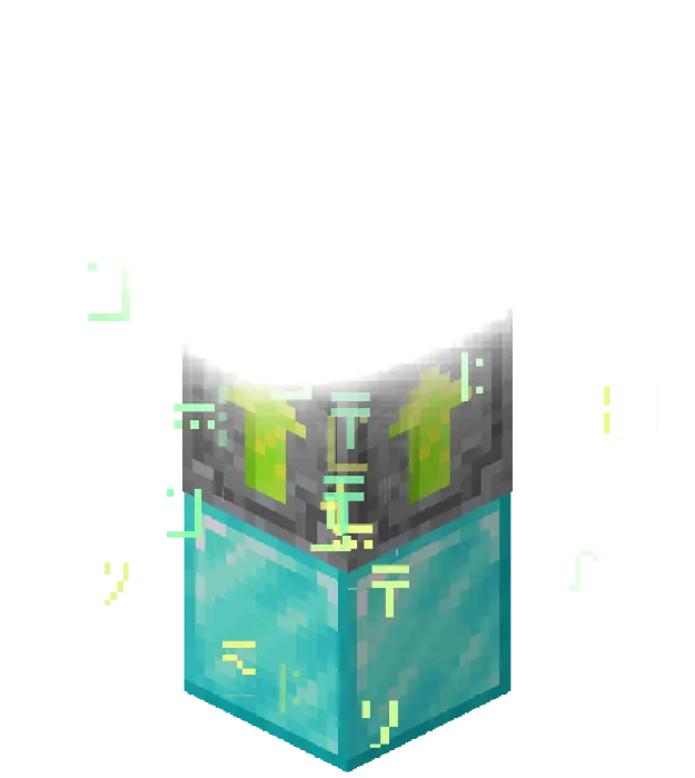 Glowing block duplicator with green runes