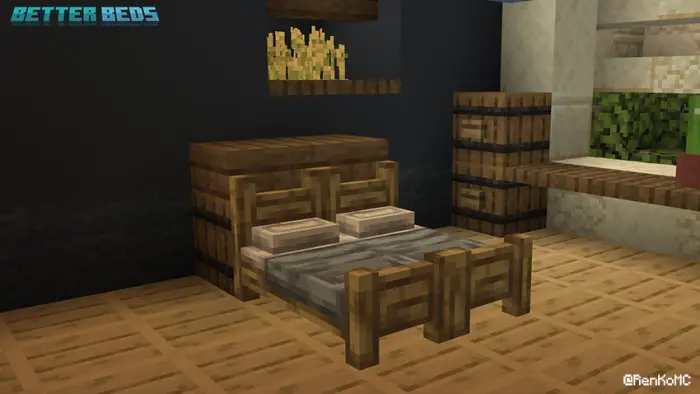 3D wooden bed with modern textures