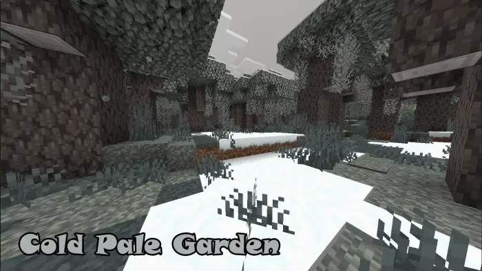 Snowy forest biome with grey trees