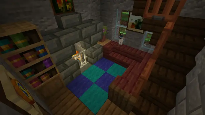 Cozy cottage living area with fireplace