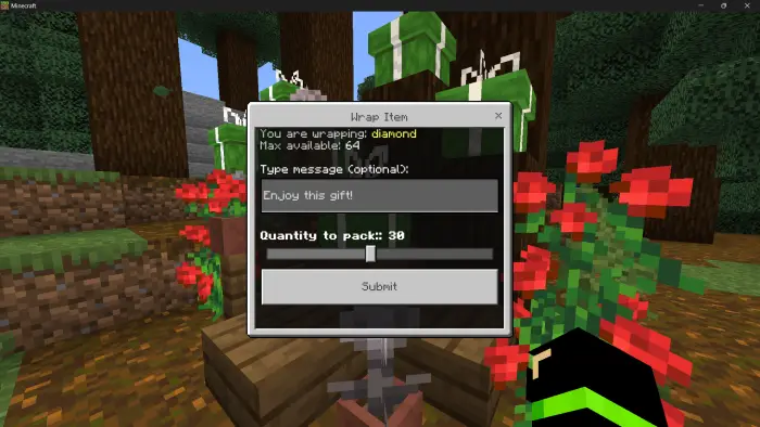 Gift wrapping interface with item and message