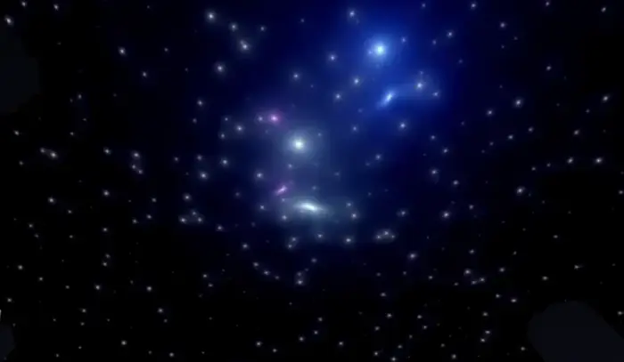 Glowing starry night sky with blue highlights