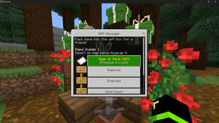 Gift manager interface with wrapped presents