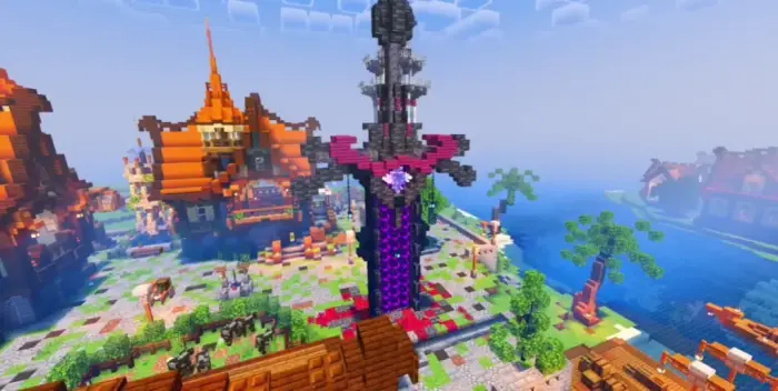 Vivid castle scene with detailed lighting effects