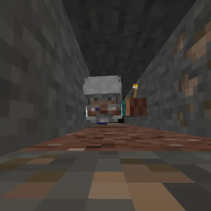 Player crawling in tunnel with torch lit